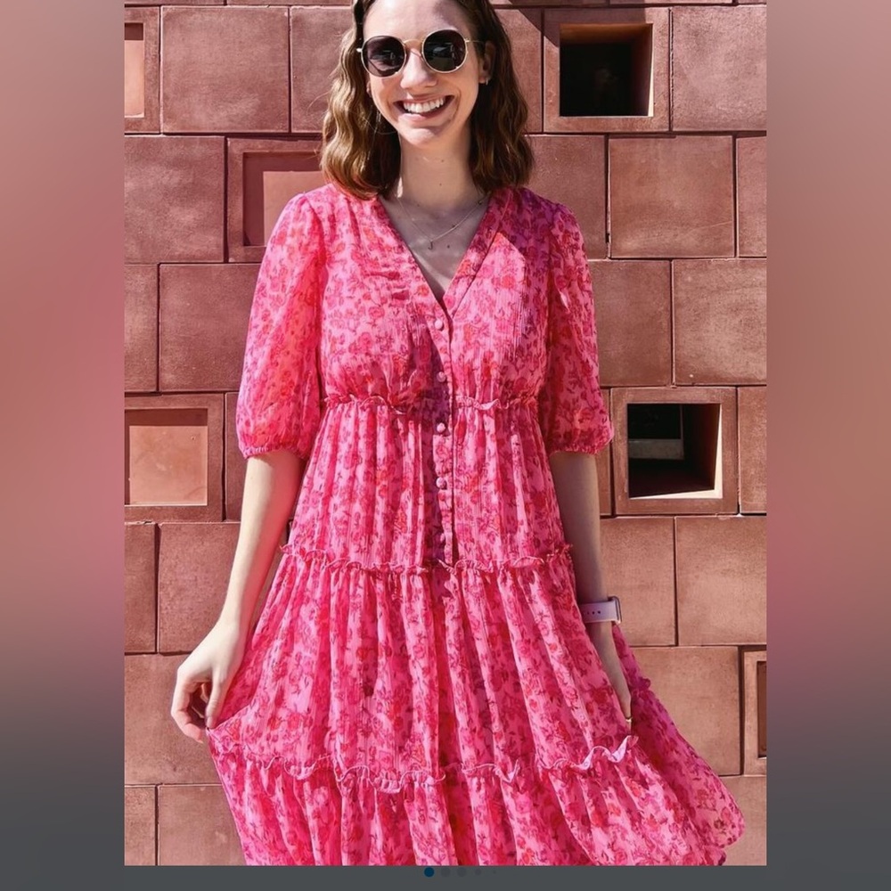 Taylor floral pink dress midi